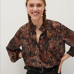 MANGO Ruched Neck Top